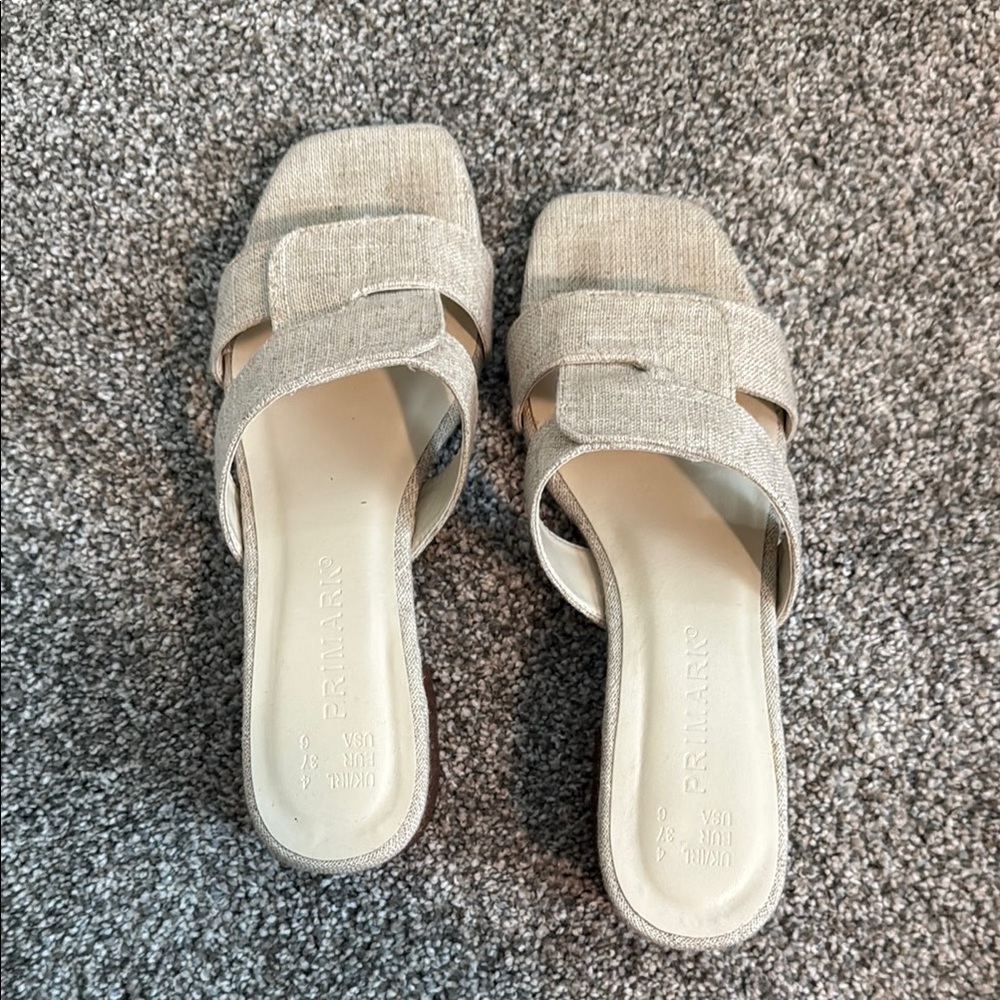 Primark Cream Slide Sandals with Double Strap Design